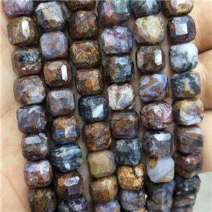 Natural Pietersite Jasper Beads Faceted Cube, approx 8-10mm [GB17695]