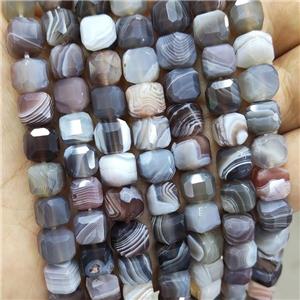 Natural Botswana Agate Beads Faceted Cube, approx 8-10mm [GB17697]