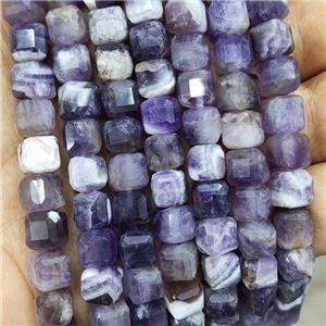 Natural Dogtooth Amethyst Beads Purple Faceted Cube, approx 8-10mm [GB17716]