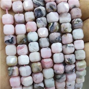 Natural Pink Opal Beads Faceted Cube, approx 8-10mm [GB17718]