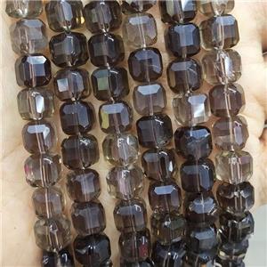 Smoky Quartz Beads Faceted Cube, approx 8-10mm [GB17730]