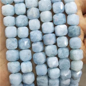 Natural Blue Aquamarine Beads Faceted Cube, approx 8-10mm [GB17736]
