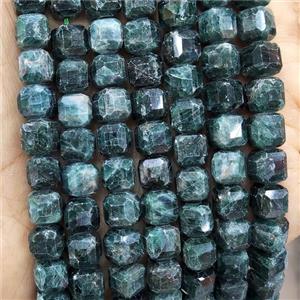 Natural Green Apatite Beads Faceted Cube, approx 8-10mm [GB17738]