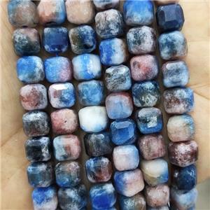 Jade Beads Blue Pink Dye Faceted Cube, approx 8-10mm [GB17739]