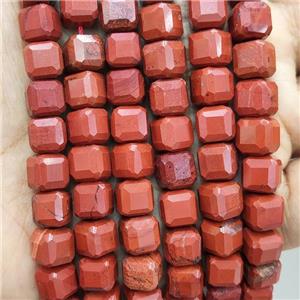 Natural Red Jasper Beads Faceted Cube, approx 8-10mm [GB17757]