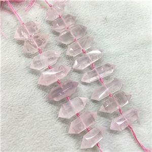 Natural Pink Rose Quartz Bullet Beads Point, approx 15-60mm [GB17760]