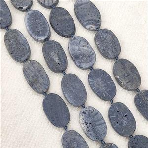 Blue Coral Fossil Beads Oval, approx 14-21mm [GB17765]
