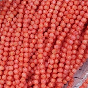 Natural Pink Coral Beads Smooth Round, approx 4mm dia [GB17769]