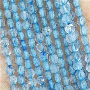 Blue Topaz Beads Faceted Coin Dye, approx 4mm [GB17773]