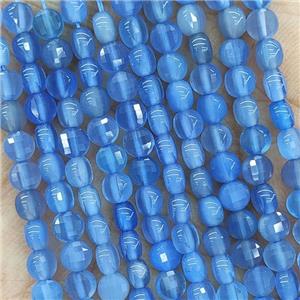 Natural Agate Beads Faceted Circle Blue Dye, approx 4mm [GB17774]