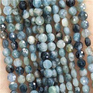 Natural Blue Tourmaline Beads Faceted Coin B-Grade, approx 4mm [GB17786]