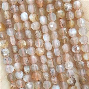 Natural Sunstone Beads Faceted Circle, approx 4mm [GB17801]