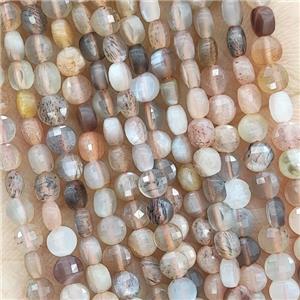 Natural Moonstone Beads Multicolor Faceted Coin, approx 4mm [GB17802]