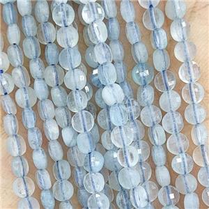 Natural Blue Aquamarine Beads Faceted Circle, approx 4mm [GB17812]