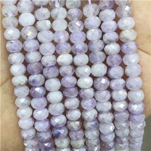 Natural Purple Chalcedony Beads Faceted Rondelle Electroplated, approx 8mm [GB17826]