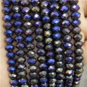 Natural Black Onyx Agate Beads Faceted Rondelle Electroplated, approx 8mm [GB17827]