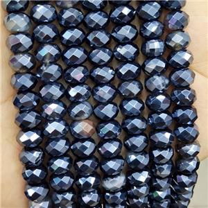 Natural Agate Beads Faceted Rondelle Electroplated, approx 8mm [GB17828]