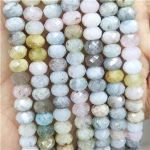 Natural Morganite Beads Multicolor Faceted Rondelle, approx 10mm [GB17832-10MM]
