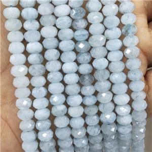Natural Blue Aquamarine Beads Faceted Rondelle, approx 6mm [GB17842-6MM]