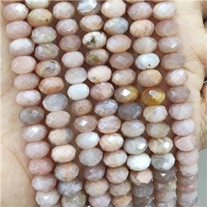 Natural Peach Sunstone Beads Faceted Rondelle, approx 10mm [GB17844-10MM]