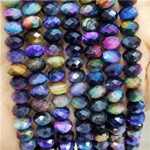 Tiger Eye Stone Beads Multicolor Faceted Rondelle, approx 8mm [GB17850-8MM]