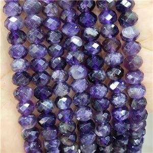 Natural Amethyst Beads Purple Faceted Rondelle, approx 8mm [GB17853]