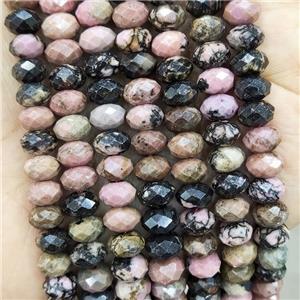 Natural Rhodonite Beads Pink Faceted Rondelle, approx 8mm [GB17855-8MM]