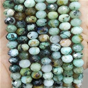 Natural Chrysocolla Beads Green Faceted Rondelle, approx 8mm [GB17856]