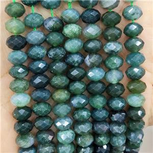Natural Moss Agate Beads Green Faceted Rondelle, approx 6mm [GB17857-6MM]