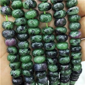 Natural Ruby Zoisite Beads Rondelle Square Green, approx 10-12mm [GB17878]