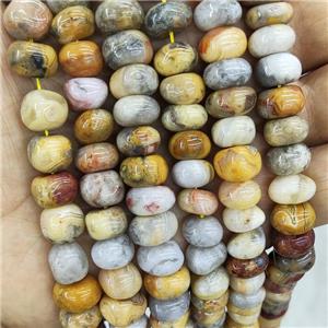 Natural Yellow Crazy Lace Agate Rondelle Beads Square, approx 10-12mm [GB17880]