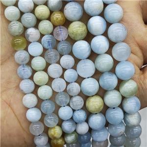 Natural Aquamarine Beads Blue Smooth Round, approx 10mm dia [GB17894-10MM]
