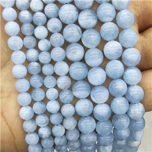 Natural Blue Aquamarine Beads AA-Grade Smooth Round, approx 6mm dia [GB17896-6MM]