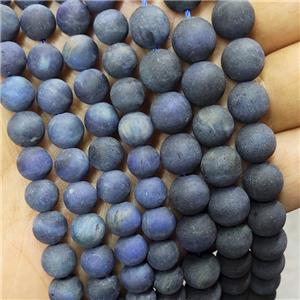 Blue Tiger Eye Stone Beads Matte Round, approx 10mm dia [GB17898-10MM]