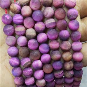 Fachsia Tiger Eye Stone Beads Matte Round, approx 8mm dia [GB17899-8MM]