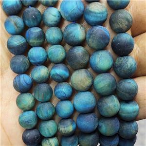 Aqua Tiger Eye Stone Beads Matte Round, approx 10mm dia [GB17902-10MM]