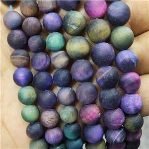 Tiger Eye Stone Beads Matte Round Mixed, approx 8mm dia [GB17903-8MM]