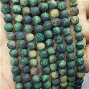 Green Tiger Eye Stone Beads Matte Round, approx 8mm dia [GB17908-8MM]