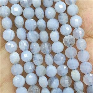Natural Blue Lace Agate Beads Faceted Circle, approx 6mm [GB17915]