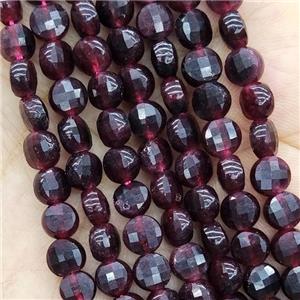 DarkRed Jade Beads Dye Faceted Circle, approx 6mm [GB17922]