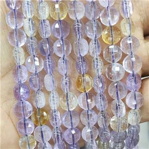 Natural Amethyst Beads With Citrine Faceted Circle, approx 8mm [GB17929]