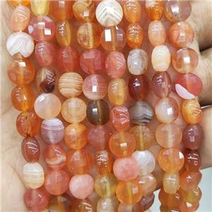 Natural Red Botswana Agate Beads Faceted Button Coin, approx 6mm [GB17931]