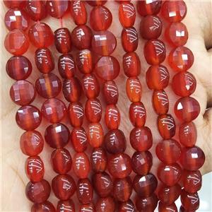 Natural Agate Beads Red Dye Faceted Circle, approx 6mm [GB17934]