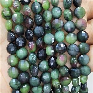 Green Jade Beads Dye Faceted Circle, approx 8mm [GB17965]