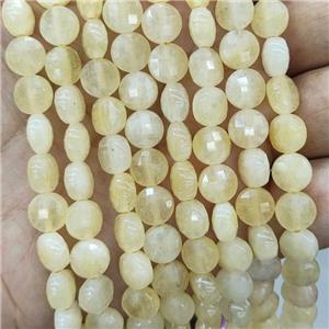 Natural Honey Jade Beads Yellow Faceted Circle, approx 8mm [GB17969]