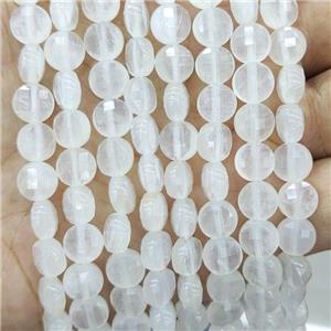 White Jade Beads Dye Faceted Circle, approx 8mm [GB17976]
