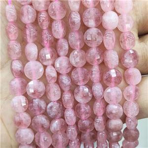 Pink Jade Beads Dye Faceted Circle, approx 8mm [GB17977]