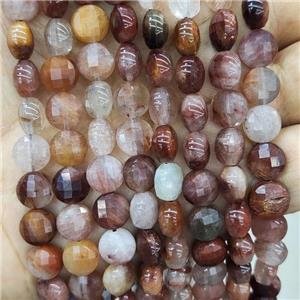 Natural Hematoid Quartz Beads Faceted Circle, approx 8mm [GB17980]