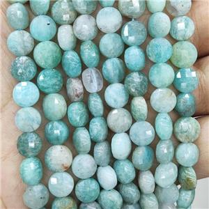 Natural Green Amazonite Beads Faceted Circle, approx 8mm [GB17984]