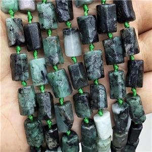 Natural Emerald Beads Green Tube, approx 7-14mm [GB18032]